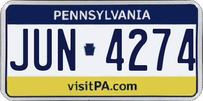 PA license plate JUN4274