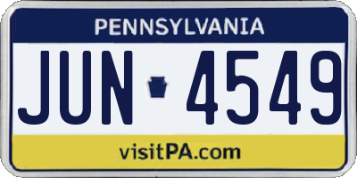 PA license plate JUN4549