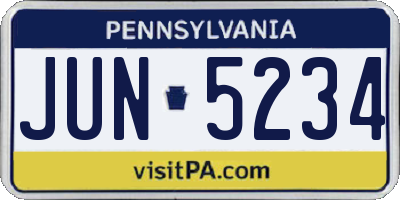 PA license plate JUN5234