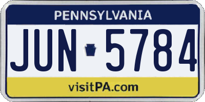 PA license plate JUN5784