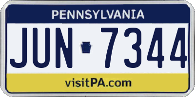 PA license plate JUN7344