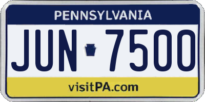 PA license plate JUN7500