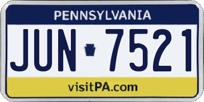 PA license plate JUN7521