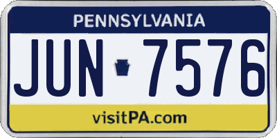 PA license plate JUN7576