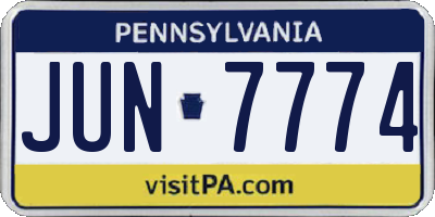 PA license plate JUN7774