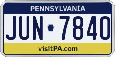 PA license plate JUN7840
