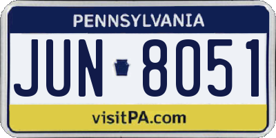 PA license plate JUN8051