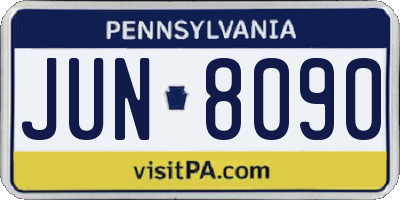 PA license plate JUN8090