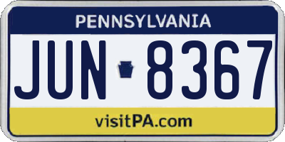 PA license plate JUN8367