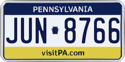 PA license plate JUN8766