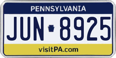 PA license plate JUN8925