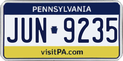 PA license plate JUN9235