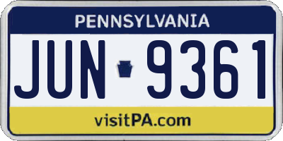 PA license plate JUN9361