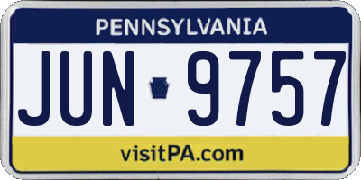 PA license plate JUN9757