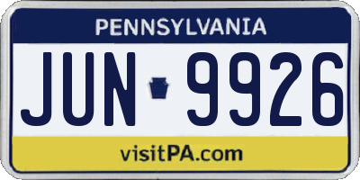 PA license plate JUN9926