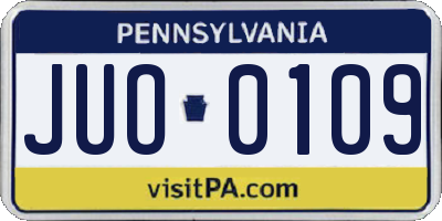 PA license plate JUO0109