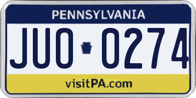 PA license plate JUO0274
