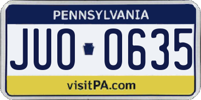 PA license plate JUO0635