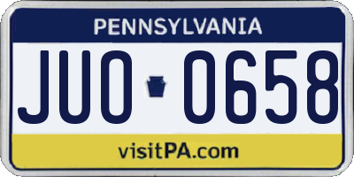 PA license plate JUO0658