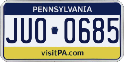 PA license plate JUO0685