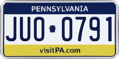 PA license plate JUO0791