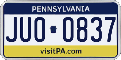 PA license plate JUO0837