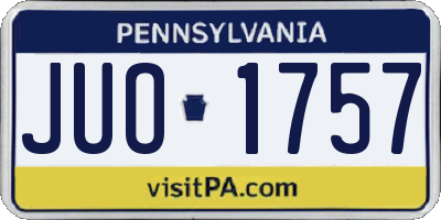PA license plate JUO1757