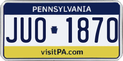 PA license plate JUO1870