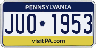 PA license plate JUO1953