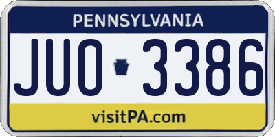 PA license plate JUO3386