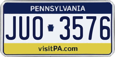 PA license plate JUO3576