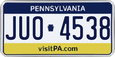 PA license plate JUO4538