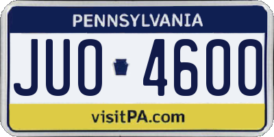 PA license plate JUO4600