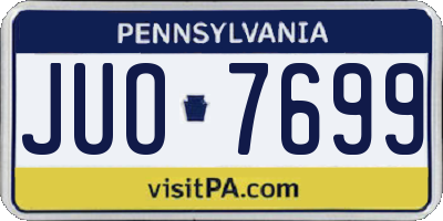 PA license plate JUO7699