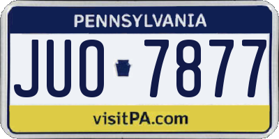 PA license plate JUO7877