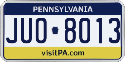 PA license plate JUO8013