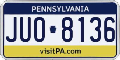 PA license plate JUO8136