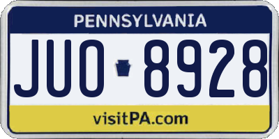 PA license plate JUO8928