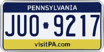 PA license plate JUO9217
