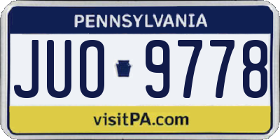PA license plate JUO9778