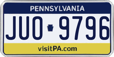 PA license plate JUO9796