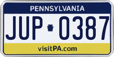 PA license plate JUP0387