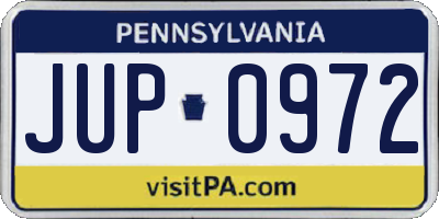 PA license plate JUP0972