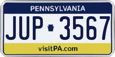 PA license plate JUP3567