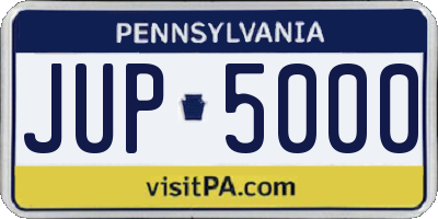 PA license plate JUP5000