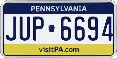PA license plate JUP6694