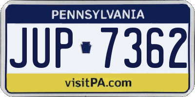 PA license plate JUP7362