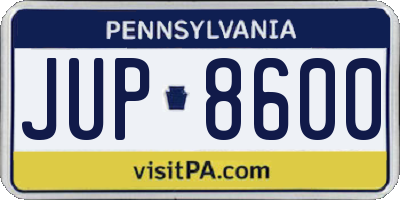 PA license plate JUP8600