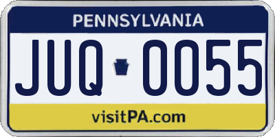 PA license plate JUQ0055