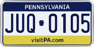 PA license plate JUQ0105
